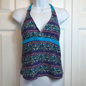 Justice Turquoise Purple Halter Tankini Swim Top